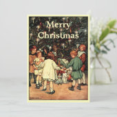 kinderen en kerstbomen feestdagenkaart