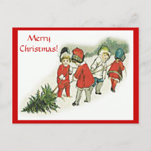 kinderen en kerstboom Briefkaarten