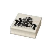 Kinderen en Kerstboom Rubberstempel (Stempel)