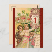  kinderen en Toadstools Gelukkig nieuwjaar Briefkaart (Voorkant / Achterkant)