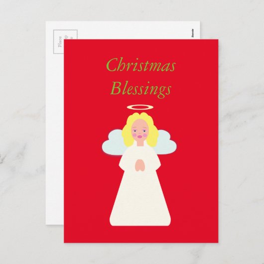 Kinderen engel met hartvleugels en halo feestdagenkaart (Voorkant / Achterkant)