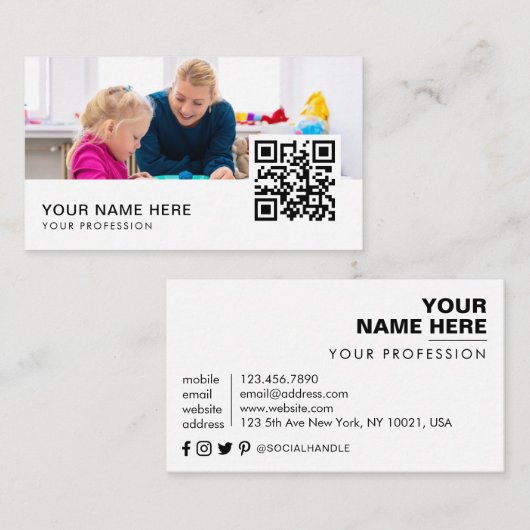 kinderen ergotherapeut QR Code Visitekaartje (Voorkant / Achterkant)