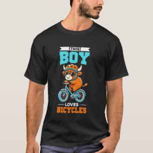 Kinderen Fietsen Rijden Fietshoogland Koe Jongens T-shirt