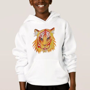 Kinderen Fleece Pullover Hoodie Tijger Tekening