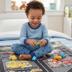 Kinderen Foto Wegenkaart Cute Cartoon Voertuigen S Fleece Deken