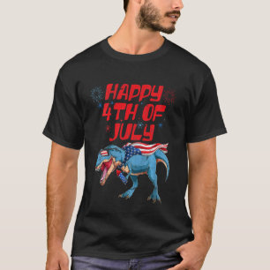 Kinderen Gelukkig 4 juli T-Rex Dino Dinosaur Baby T-shirt