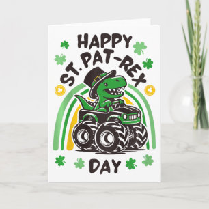 Kinderen Gelukkig St Pat Trex Dag Dino St Patricks Kaart
