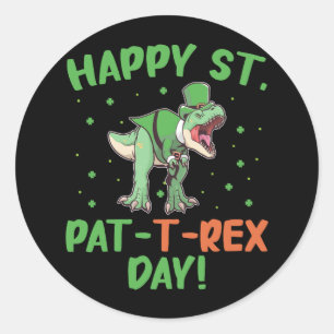Kinderen Gelukkige St Pat Trex Dag Dino St Patrick Ronde Sticker