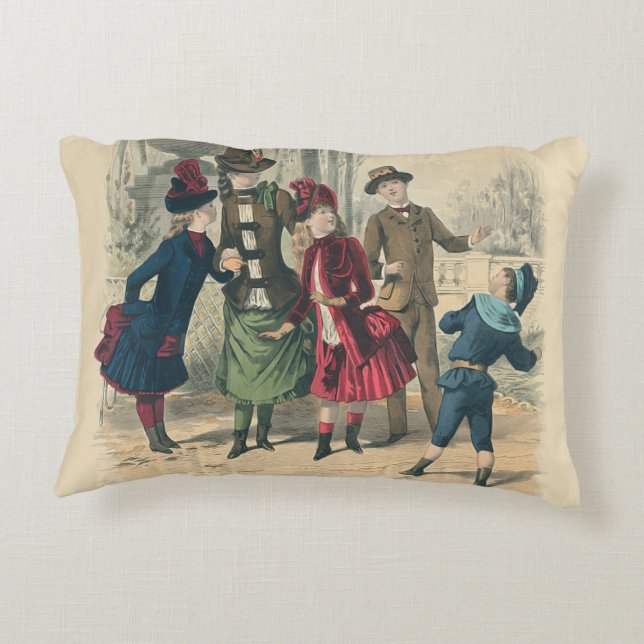 Kinderen Gezin Antiek Victoriaans Kind Accent Kussen (Achterkant)