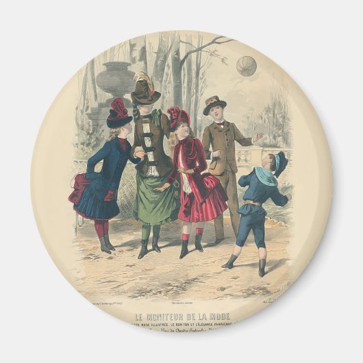 Kinderen Gezin Antiek Victoriaans Kind Magneet (Voorkant)