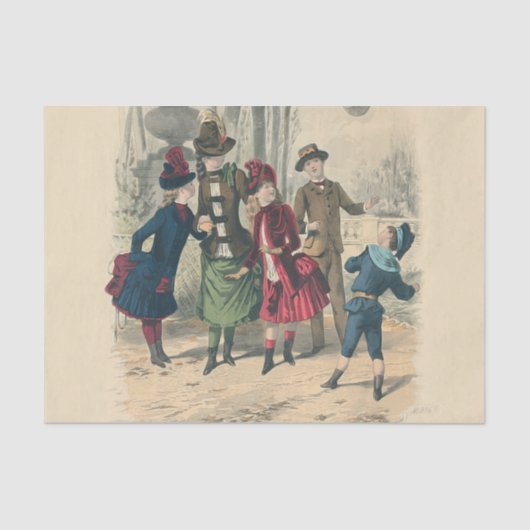 Kinderen Gezin Antiek Victoriaans Kind Tissuepapier (Voorkant)