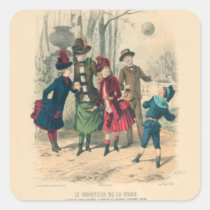 Kinderen Gezin Antiek Victoriaans Kind Vierkante Sticker