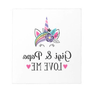 Kinderen Gigi en Papa Love Me Unicorn T-shirt Notitieblok