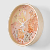 Kinderen Gingham, Teddybeer, Giraffe wandklok (Hoek)