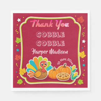 Kinderen Gobble Gobble Thanksgiving Kalkoen Bedank Servet