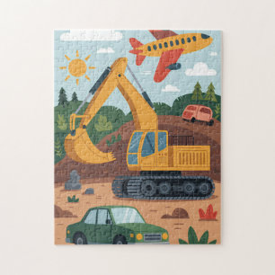 Kinderen Graaftrucks Vliegtuig Kunstpuzzel Legpuzzel
