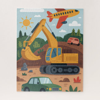 Kinderen Graaftrucks Vliegtuig Kunstpuzzel Legpuzzel