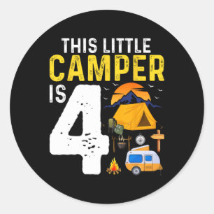 Kinderen Grappige 4e Camping Verjaardag Kampeerder Ronde Sticker