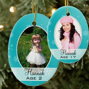 Kinderen groeien op, kerstversiering met meerdere keramisch ornament