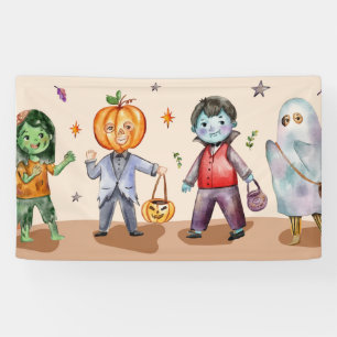 Kinderen Halloween-feest, Halloween-feest thuis de Spandoek