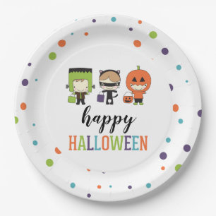 Kinderen Halloween Kostuum Feest Kleurig Papieren Bordje