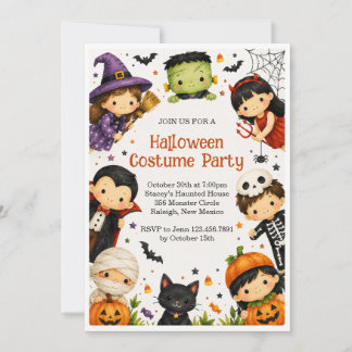 Kinderen Halloween Kostuum Feest Uitnodiging
