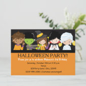 Kinderen Halloween Kostuum Verjaardagsfeest Uitnod Kaart (Staand voorkant)