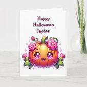 Kinderen Halloween Pompoen Kleurplaat Kaart (Voorkant)