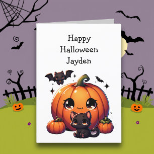 Kinderen Halloween Pompoen Kleurplaat Kaart