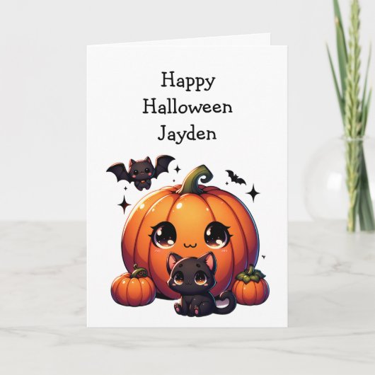 Kinderen Halloween Pompoen Kleurplaat Kaart (Voorkant)