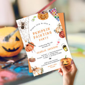 Kinderen Halloween Pompoen Schilderen Verjaardagsf Kaart