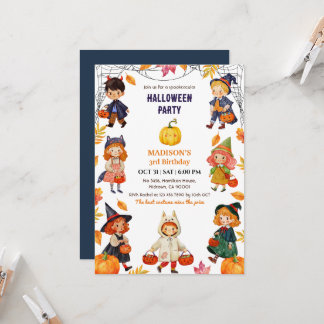 Kinderen Halloween Verjaardagsfeest Kostuum Pompoe Kaart