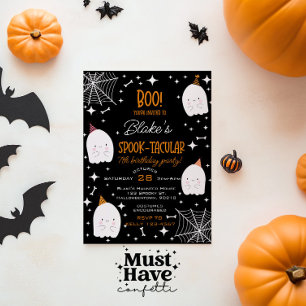 Kinderen Halloween Verjaardagsfeestje Schattige Ge Feestdagenkaart