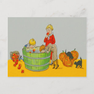 Kinderen happen naar appels Jack O' Lantern Briefkaart