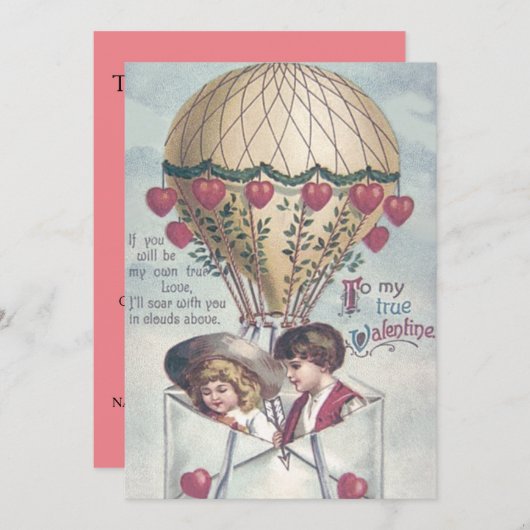 Kinderen Hart Heet Luchtballon Trouw Uitnodiging (Voorkant / Achterkant)