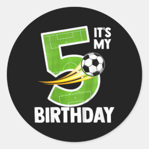 Kinderen Het Is Mijn 5e Verjaardag Jongen Voetbal Ronde Sticker