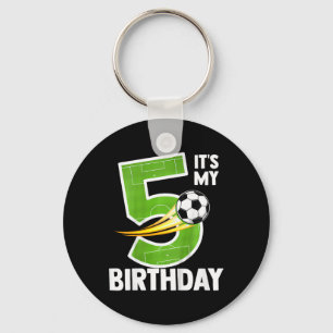 Kinderen Het is mijn 5e verjaardag Jongen Voetbal Sleutelhanger