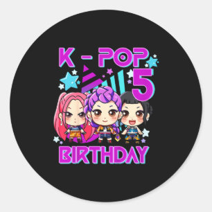 Kinderen Het is mijn 5e verjaardag Schattig Chibi Ronde Sticker