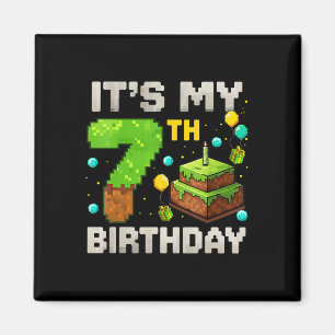 Kinderen Het is mijn 7e verjaardag Gamer Pixel Ver Magneet