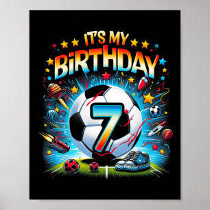 Kinderen Het Is Mijn 7e Verjaardag Jongens Voetbal Poster