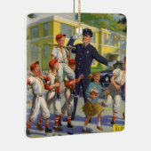 kinderen, honkbalspelers die de grenswacht overst keramisch ornament (Rechts)