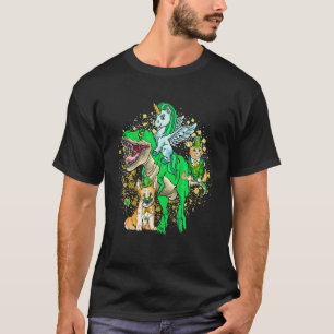 Kinderen Ierse Eenhoorn Ridende Dinosaurus St. Pat T-shirt