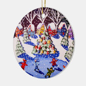 Kinderen IJs Schaats Kerst Rond Ornament (Links)