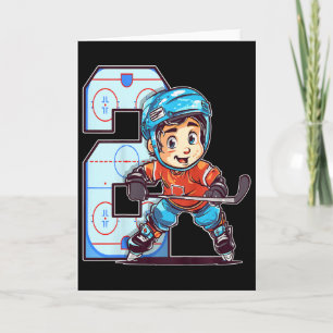 Kinderen IJshockey Verjaardag - 2 Jaar Oude Jongen Kaart