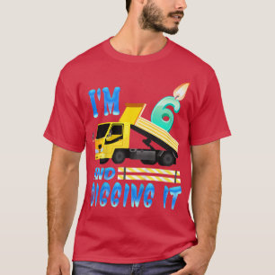 Kinderen ik ben 6 en graaf met een 6-jarige BouwTr T-shirt