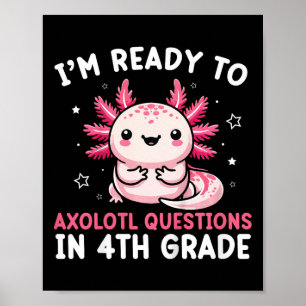 Kinderen ik ben klaar om axolotl-vragen te beantwo poster