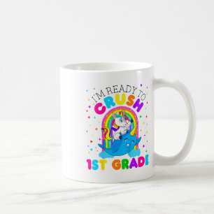 Kinderen ik ben klaar om de 1e klas eenhoorn te ve koffiemok