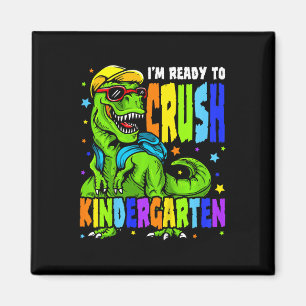Kinderen ik ben klaar om kleuterschool dinosaurus magneet