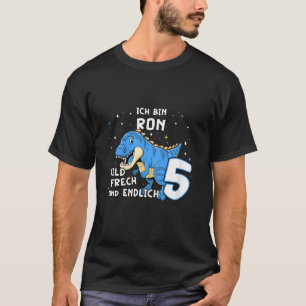 Kinderen ik ben Ron eindelijk 5 Blauwe Dino TRex K T-shirt