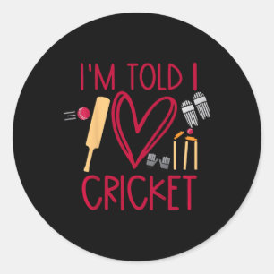 Kinderen, ik word verteld dat ik van cricket houd ronde sticker